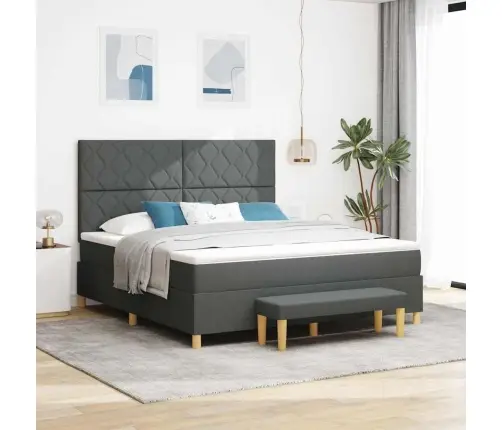Gultas Atsperes Gulta Ar Matraču Un Soli Tumši Pelēka 180X200 Cm Audums Vidaxl