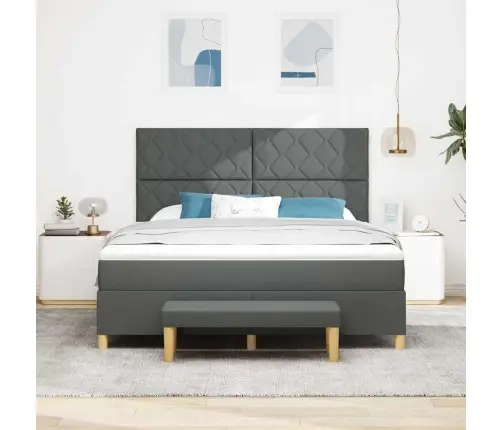 Gultas Atsperes Gulta Ar Matraču Un Soli Tumši Pelēka 180X200 Cm Audums Vidaxl