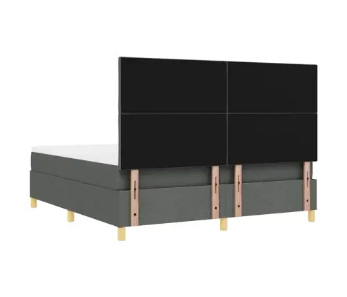 Gultas Atsperes Gulta Ar Matraču Un Soli Tumši Pelēka 180X200 Cm Audums Vidaxl