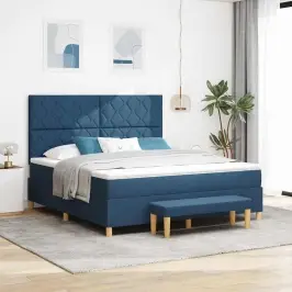 Kiemas Lova Su Čiužiniu Mėlyna 180 X 200 Cm Audinys Kiemas Lova Su Čiužiniu Mėlyna 180 X 200 Cm Audinys