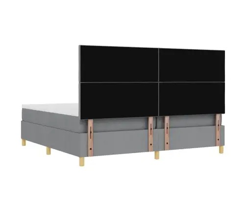 Kiemas Lova Su Čiužiniu Šviesiai Pilka 200 X 200 Cm Audinys