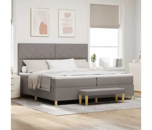 Kastītes Atsperu Gulta Pelēkbrūna 200 X 200 Cm Audums Vidaxl