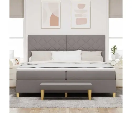 Kastītes Atsperu Gulta Pelēkbrūna 200 X 200 Cm Audums Vidaxl