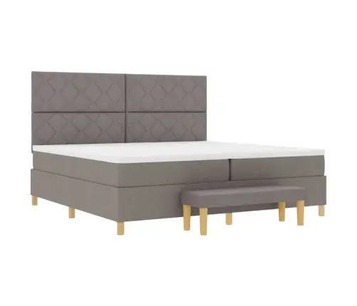 Kastītes Atsperu Gulta Pelēkbrūna 200 X 200 Cm Audums Vidaxl