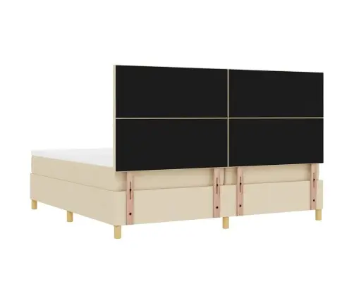 Kastītes Atsperu Gulta Ar Matraci Krēmkrāsa 200 X 200 Cm Audums Vidaxl