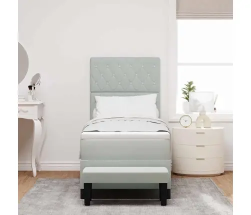 Kastes Pavasara Gulta Ar Matraci Un Soli Gaiši Pelēks 80X200 Cm Zīds Vidaxl