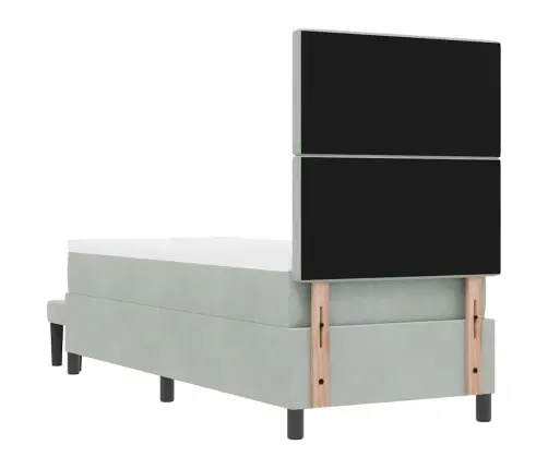 Kastes Pavasara Gulta Ar Matraci Un Soli Gaiši Pelēks 80X200 Cm Zīds Vidaxl