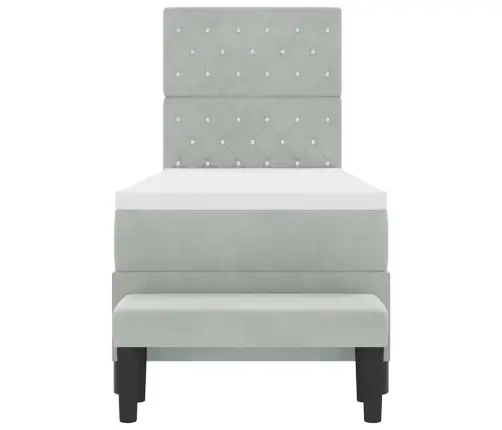 Kastes Pavasara Gulta Ar Matraci Un Soli Gaiši Pelēks 80X200 Cm Zīds Vidaxl