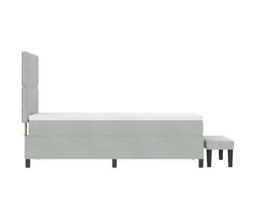 Kastes Pavasara Gulta Ar Matraci Un Soli Gaiši Pelēks 80X200 Cm Zīds Vidaxl