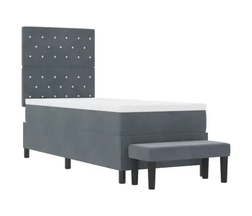 Kastītes Atsperu Gulta Ar Matraci Un Soli Tumši Pelēkā Krāsā 80X200 Cm Vidaxl