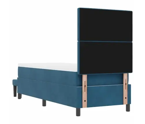 Kastītes Atsperu Gulta Ar Matraci Tumši Zila 80 X 200 Cm Samts Vidaxl