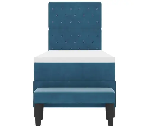 Kastītes Atsperu Gulta Ar Matraci Tumši Zila 80 X 200 Cm Samts Vidaxl