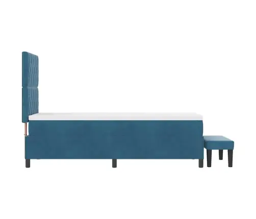 Kastītes Atsperu Gulta Ar Matraci Tumši Zila 80 X 200 Cm Samts Vidaxl