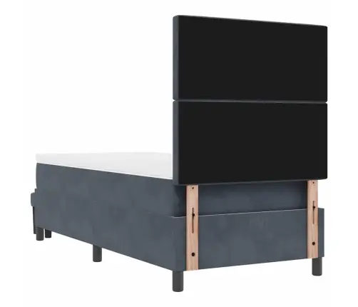 Kastīšu Pavasara Gulta Ar Matraci & Soliņu Tumši Pelēka 90X190 Cm Samts Vidaxl