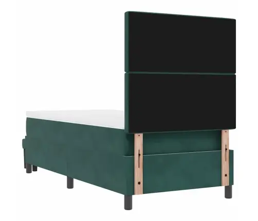 Kiemas Lova Su Čiužiniu Tamsiai Žalia 90 X 190 Cm Aksomas