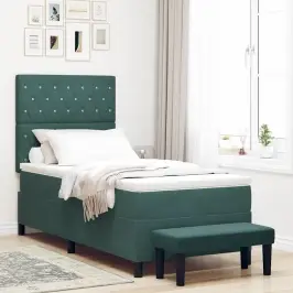 Kastītes Atsperu Gulta Tumši Zaļa 200 X 90 Cm Samts Vidaxl Kastītes Atsperu Gulta Tumši Zaļa 200 X 90 Cm Samts Vidaxl