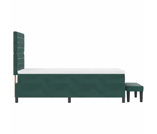 Kastītes Gulta Ar Matraču Un Soli Tumši Zaļa 90X200 Cm Samts Vidaxl
