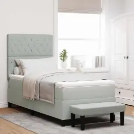 Kastītes Atsperu Gulta Gaiši Pelēka 100 X 200 Cm Samts Vidaxl