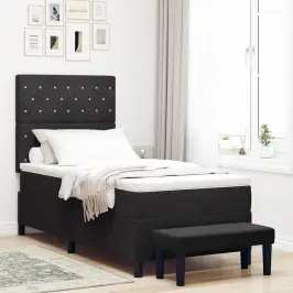 Kastītes Atsperu Gulta Ar Spilvenu Melna 200 X 100 Cm Samts Vidaxl Kastītes Atsperu Gulta Ar Spilvenu Melna 200 X 100 Cm Samts Vidaxl