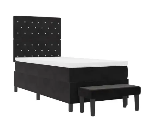 Box Spring Bed Ar Matraci Un Soli Melnā Krāsā 100X200 Cm Samts Vidaxl