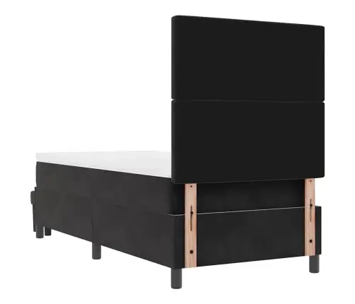 Box Spring Bed Ar Matraci Un Soli Melnā Krāsā 100X200 Cm Samts Vidaxl