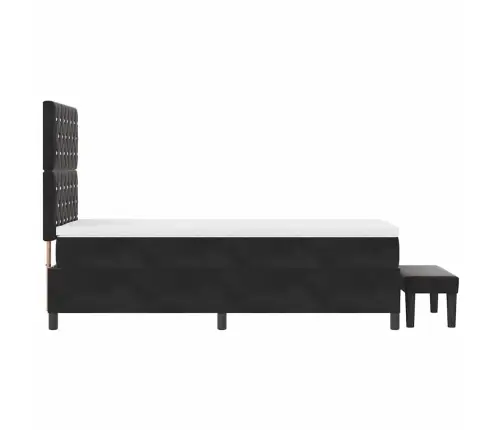 Box Spring Bed Ar Matraci Un Soli Melnā Krāsā 100X200 Cm Samts Vidaxl