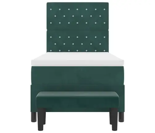 Kiemas Lova Su Čiužiniu Tamsiai Žalia 100 X 200 Cm Aksomas