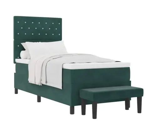 Kiemas Lova Su Čiužiniu Tamsiai Žalia 100 X 200 Cm Aksomas