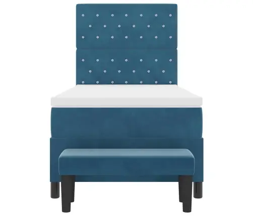 Kastes Atsperu Gulta Ar Matraci Un Soliņu Tumši Zilā Krāsā 100X200 Cm Samts Vidaxl