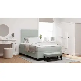 Kastītes Atsperu Gulta Gaiši Pelēka 120 X 190 Cm Samts Vidaxl