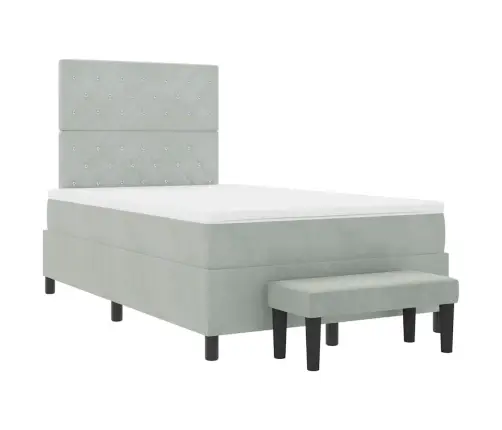 Kastes Atsperu Gulta Ar Matraci Un Soli Gaiši Pelēks 120X190 Cm Samts Vidaxl