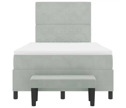 Kastes Atsperu Gulta Ar Matraci Un Soli Gaiši Pelēks 120X190 Cm Samts Vidaxl