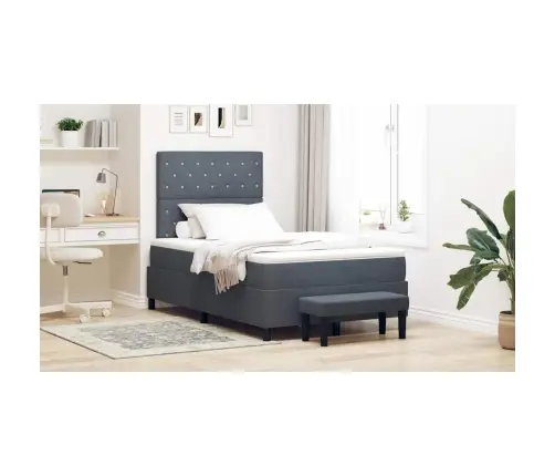 Kastes Atsperu Gulta Ar Matrača & Soliņu Tumši Pelēks 120X190 Cm Samts Vidaxl