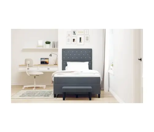 Kastes Atsperu Gulta Ar Matrača & Soliņu Tumši Pelēks 120X190 Cm Samts Vidaxl