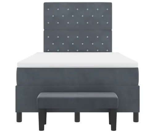 Kastes Atsperu Gulta Ar Matrača & Soliņu Tumši Pelēks 120X190 Cm Samts Vidaxl