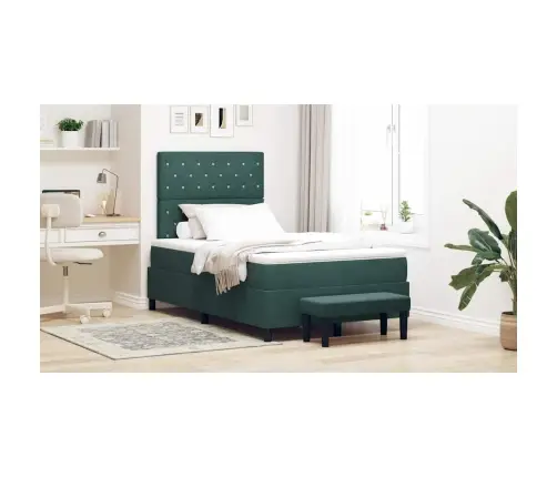 Kastes Atsperu Gulta Ar Matraci Un Soliņu Tumši Zaļa 120X190 Cm Samts Vidaxl