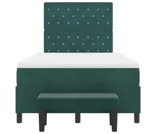 Kastes Atsperu Gulta Ar Matraci Un Soliņu Tumši Zaļa 120X190 Cm Samts Vidaxl