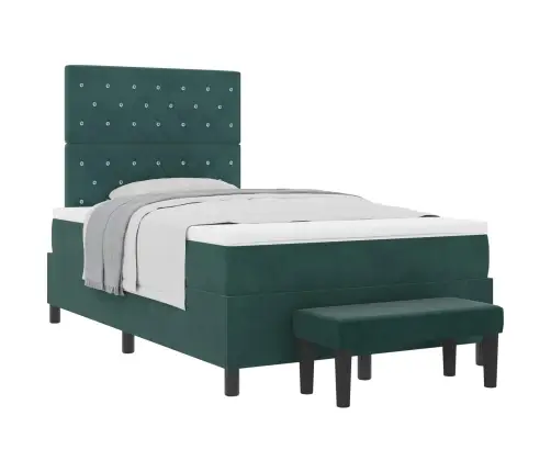 Kastes Atsperu Gulta Ar Matraci Un Soliņu Tumši Zaļa 120X190 Cm Samts Vidaxl