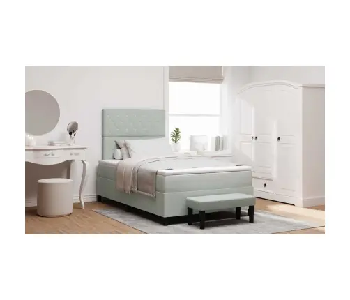 Kastīšu Matrača Gulta Ar Matraci Un Soli Gaiši Pelēkā Krāsā 120X200 Cm Samta Vidaxl