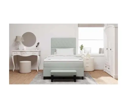 Kastīšu Matrača Gulta Ar Matraci Un Soli Gaiši Pelēkā Krāsā 120X200 Cm Samta Vidaxl