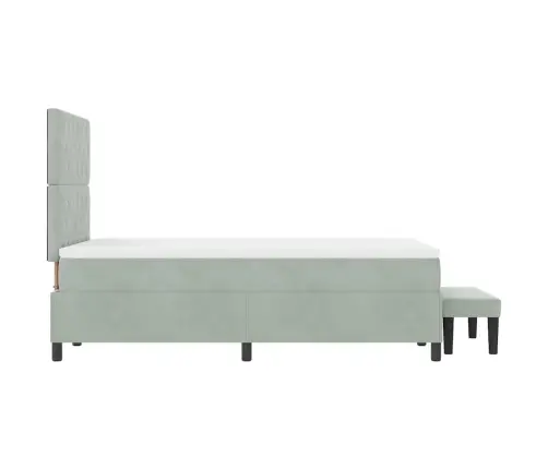 Kastīšu Matrača Gulta Ar Matraci Un Soli Gaiši Pelēkā Krāsā 120X200 Cm Samta Vidaxl