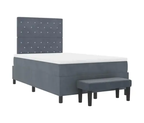 Kiemas Lova Su Čiužiniu Tamsiai Pilka 120 X 200 Cm Aksomas