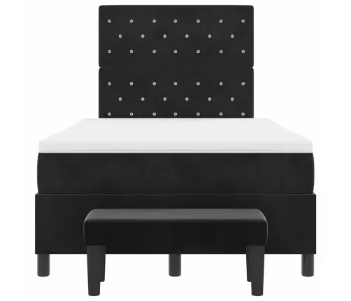 Kastītes Atsperu Gulta Ar Matraci Un Soli Melnā 120X200 Cm Samtā Vidaxl