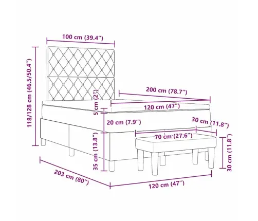 Kastītes Atsperu Gulta Ar Matraci Rozā 120 X 200 Cm Samts Vidaxl