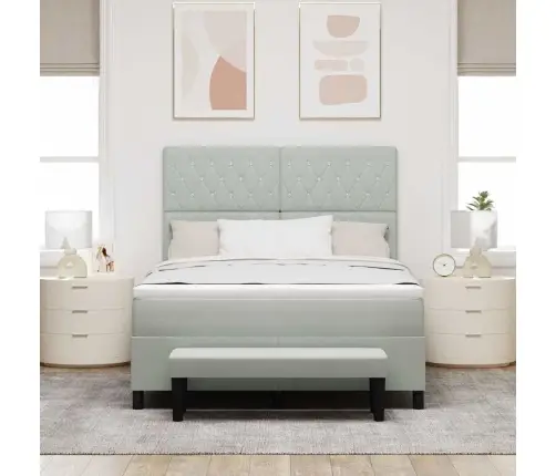 Kaste Atsperu Gulta Ar Matraci Un Soli Gaiši Pelēks 140X200 Cm Vidaxl