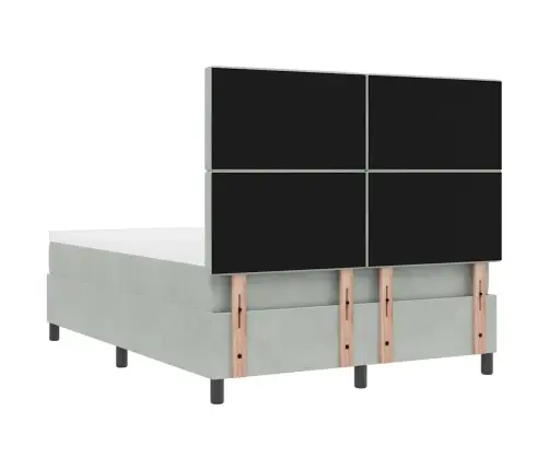 Kaste Atsperu Gulta Ar Matraci Un Soli Gaiši Pelēks 140X200 Cm Vidaxl