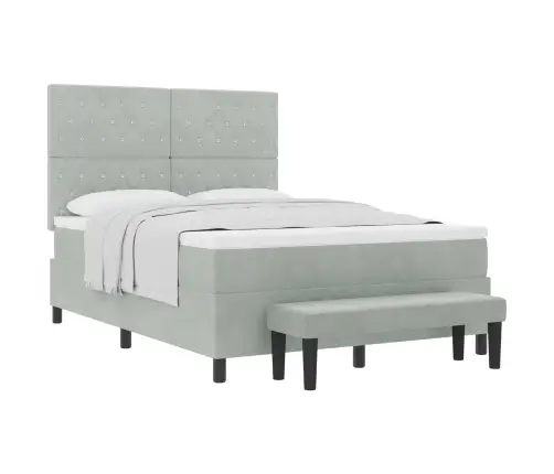 Kaste Atsperu Gulta Ar Matraci Un Soli Gaiši Pelēks 140X200 Cm Vidaxl