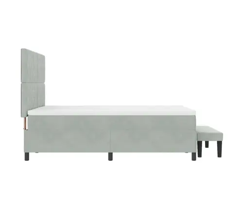 Kaste Atsperu Gulta Ar Matraci Un Soli Gaiši Pelēks 140X200 Cm Vidaxl