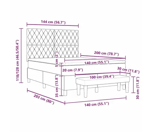 Kaste Atsperu Gulta Ar Matraci Un Soli Gaiši Pelēks 140X200 Cm Vidaxl