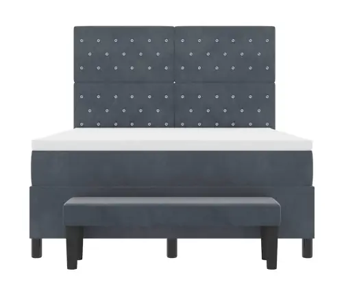 Gultas Atsperes Gulta Ar Matraci Un Soli Tumši Pelēkā Krāsā 140X200 Cm Zīda Vidaxl